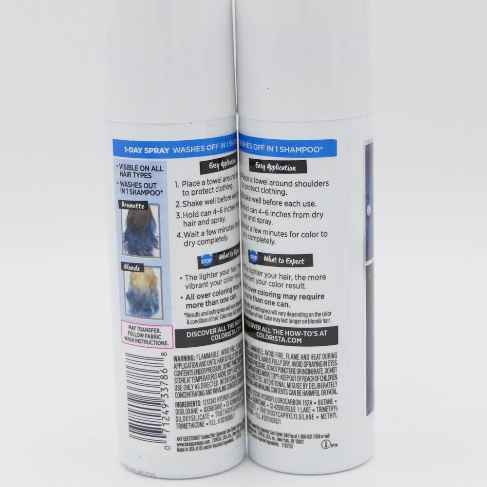 L'Oreal Colorista Spray 1-Day Color For Hints & Highlights #Blue300 3 Pack